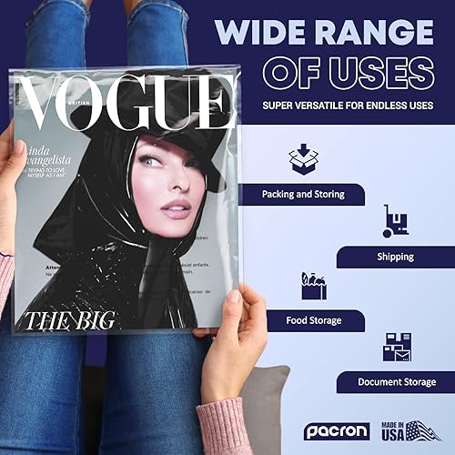 Miniatura 4 de PACRON Marca Bolsas de polietileno transparentes 9x12  100Pack Bolsas de polietileno transparentes para envío, sobres de polietileno transparentes