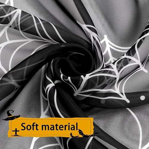 Miniatura 7 de Cortinas de Halloween para sala de estar, cortinas transparentes negras de 72 pulgadas de largo, 2 paneles de decoración de Halloween para el hogar,