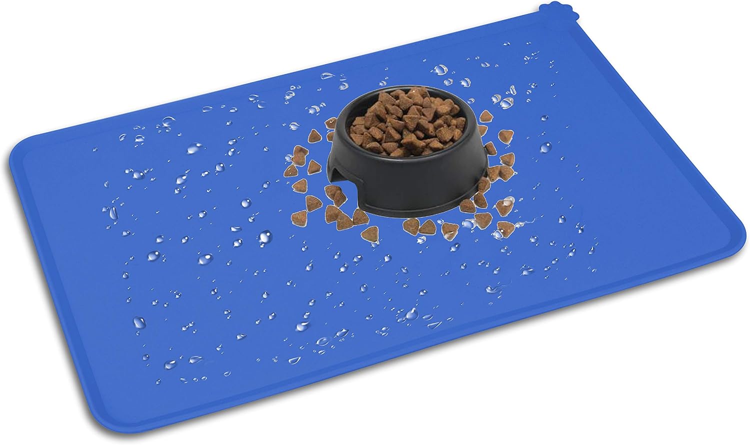 HOOSUN Blue Pet Food Mat,Silicone Waterproof Pet Food Mat Dog Cat Pet Feeding Mat,Pet Bowl Tray Pet Food Mats for Floor with Raised Edges for Puppy Dog Cat Small Medium Animals,Pet Bowl Mats