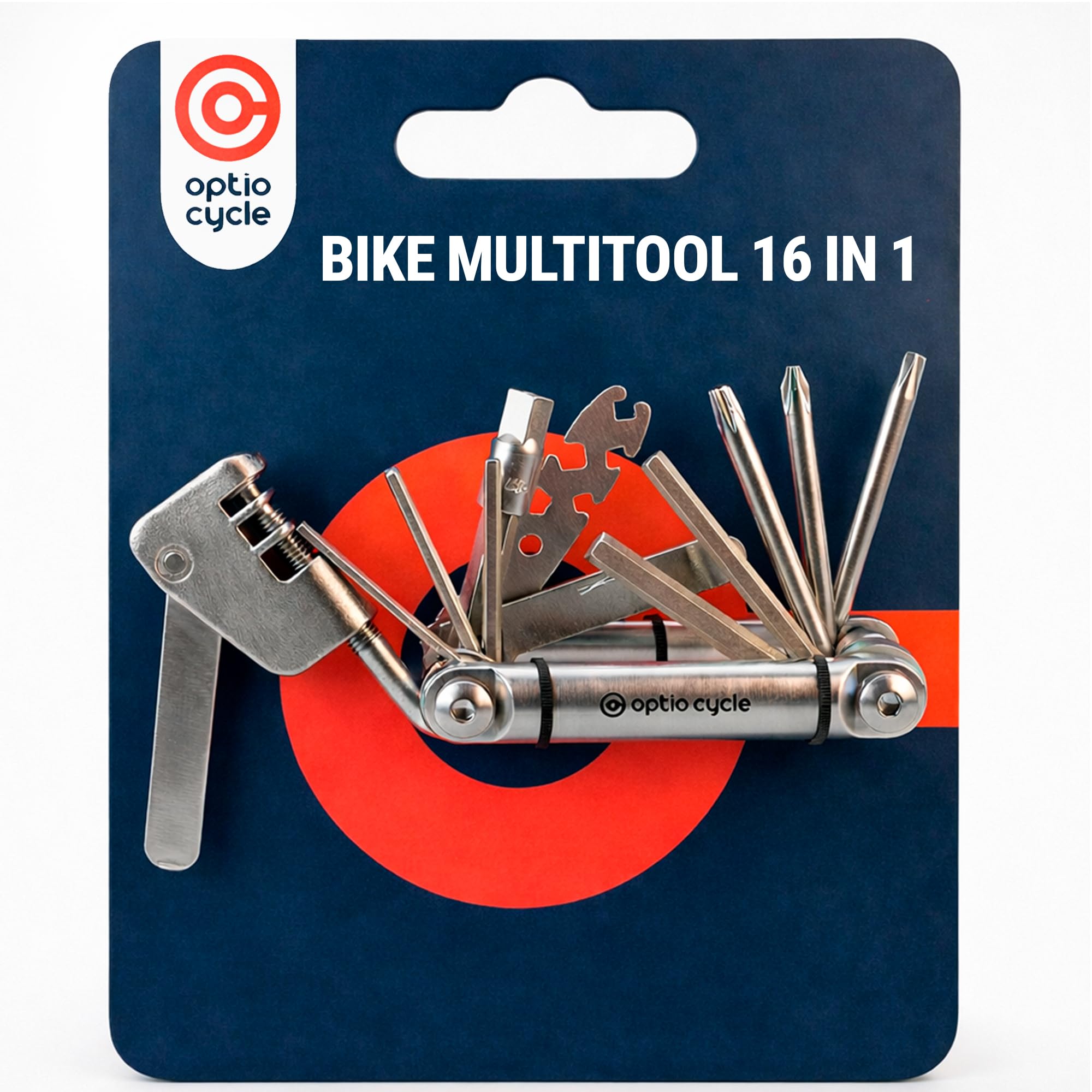 Optio Cycle Multitool 16-In-1 Bike Multi Tool 16-In-1 With Chain Breaker & Tyre Levers – Compact Bicycle Tool Kit | Cycling Multitool Mini For Mtb, Road, Gravel & Bmx Repairs | Bike Multifunction Tools