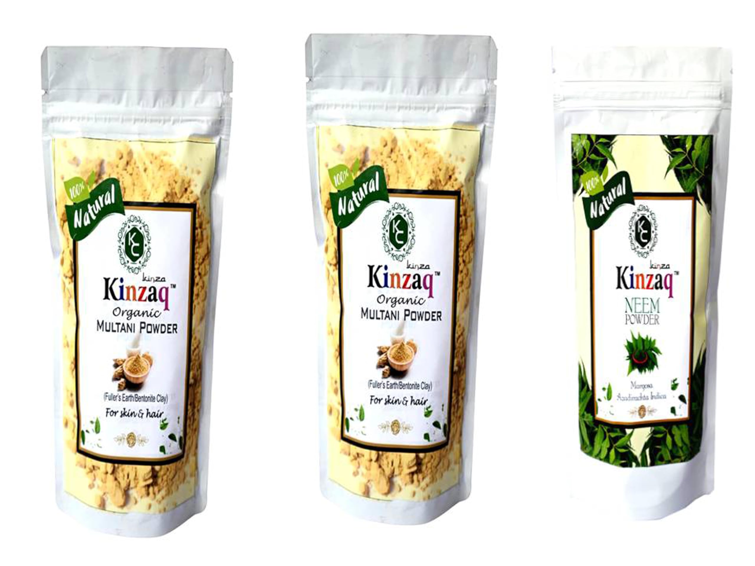 Neem leaves powder & Multani Mitti Power for face pack/dark spots, pimples, pigmentation, oil control home made powder face mask pack of 3 (100 gm each)