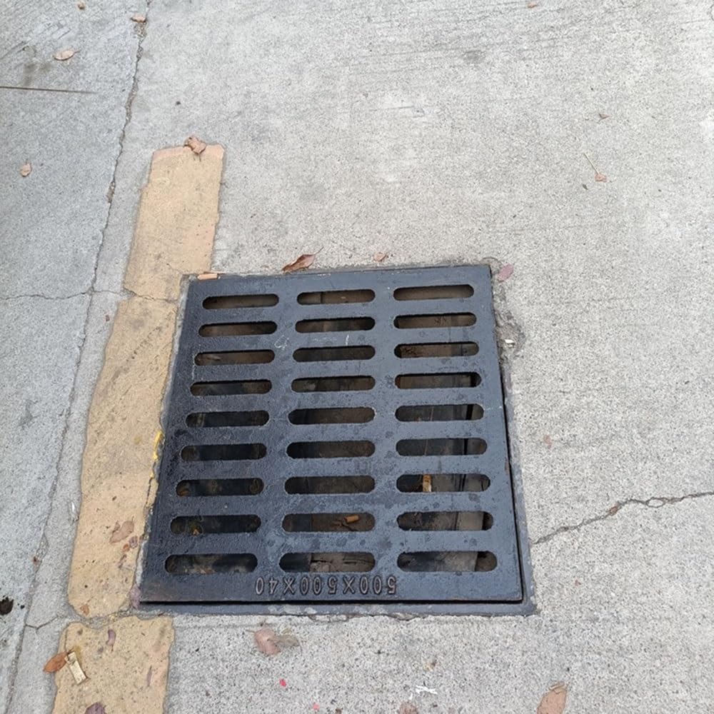 Grille De Drainage Rectangulaire 20x50cm en Fonte, Couvercle De Tranchée 30mm Épaisseur pour Garage
