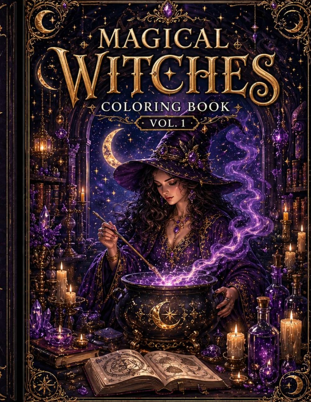 Magical Witches Coloring Book: 20 Enchanting Witchcraft Coloring Pages for Adults — Witchcore Moon Magic