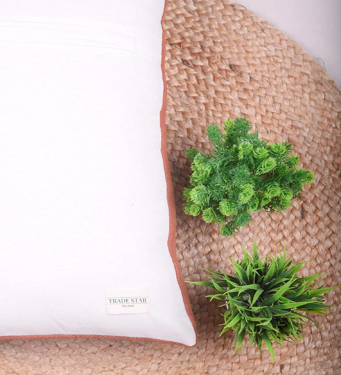 Trade Star Decorative Handwoven Sofa Pillow Case Handloomed Cushion Case 100% Cotton Throw Pillow Cover for Living Room Indian Spring Pillow Cover Fall Decor Case (Rust Snow 12X18 INCHES)