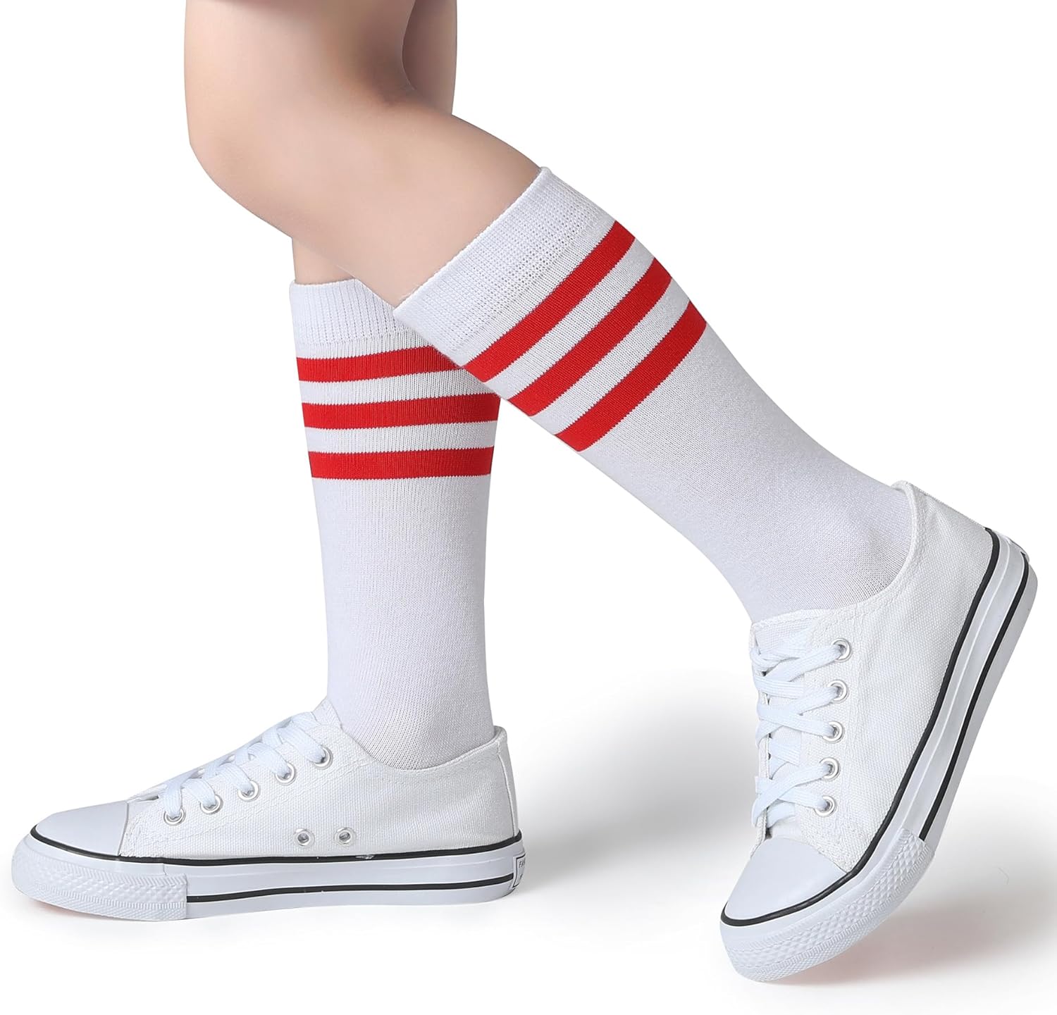 Pareberry Boys Girls Over the Calf Striped Tube Socks Cotton Soft Retro Athletics No Heel Socks for Kids 5-14 Years - Image 4