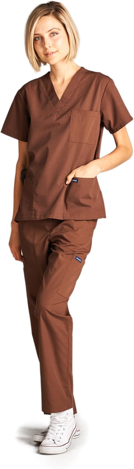 Dagacci Medical Uniform Woman and Man Scrub Set Unisex Medical Scrub Top and Pant, Turquoise, XXXL: Medical Scrubs Apparel Sets: Clothing, Shoes & Jewelry