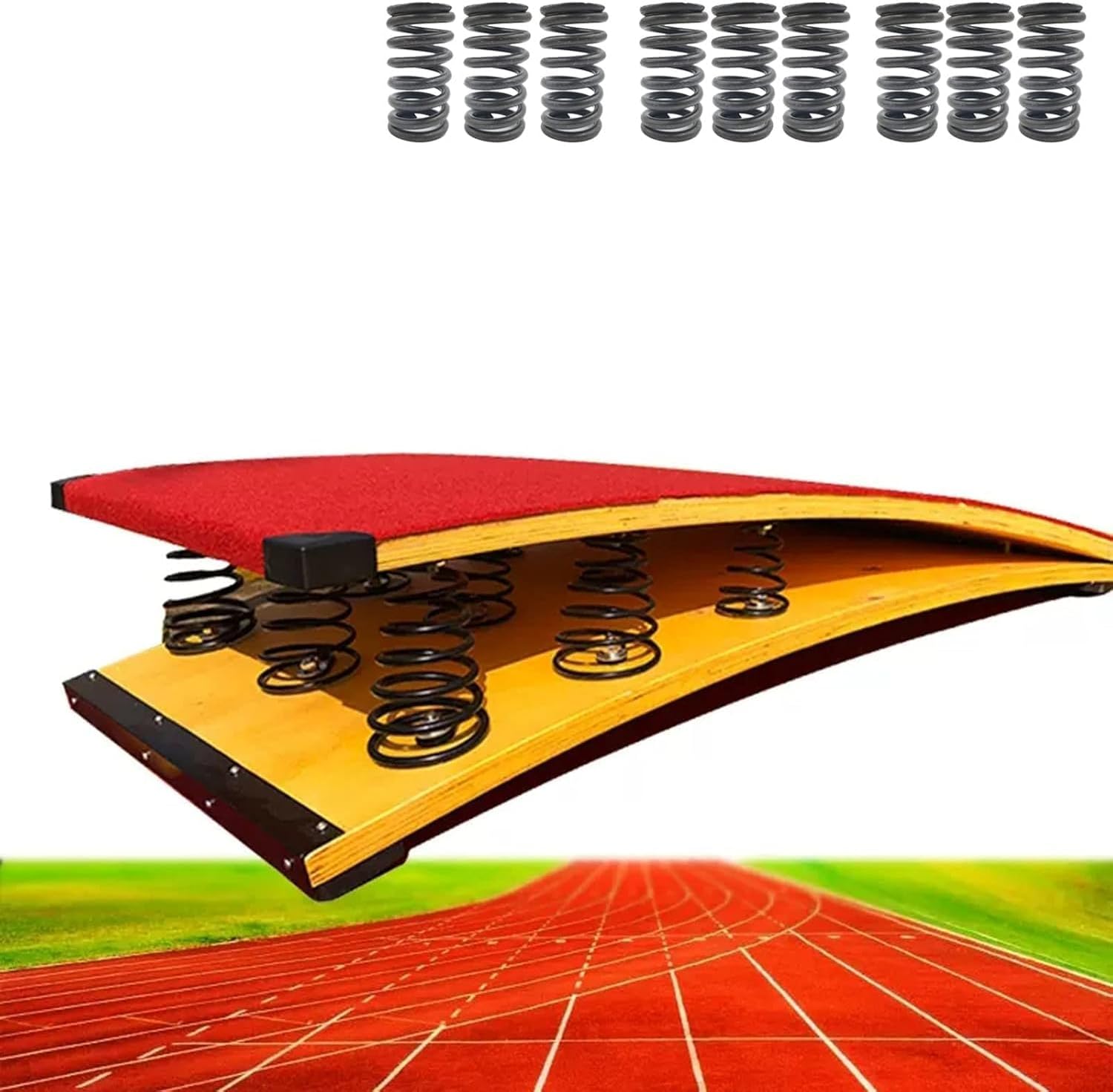 High Jump Spring Board Heavy Duty & Large Hardwood Springboard 9 Springs Gymnastics Equipment - Load 242lbs / 110kg Elastic Board for Vaulting High/Long Jump Landing practice art project assisted spri