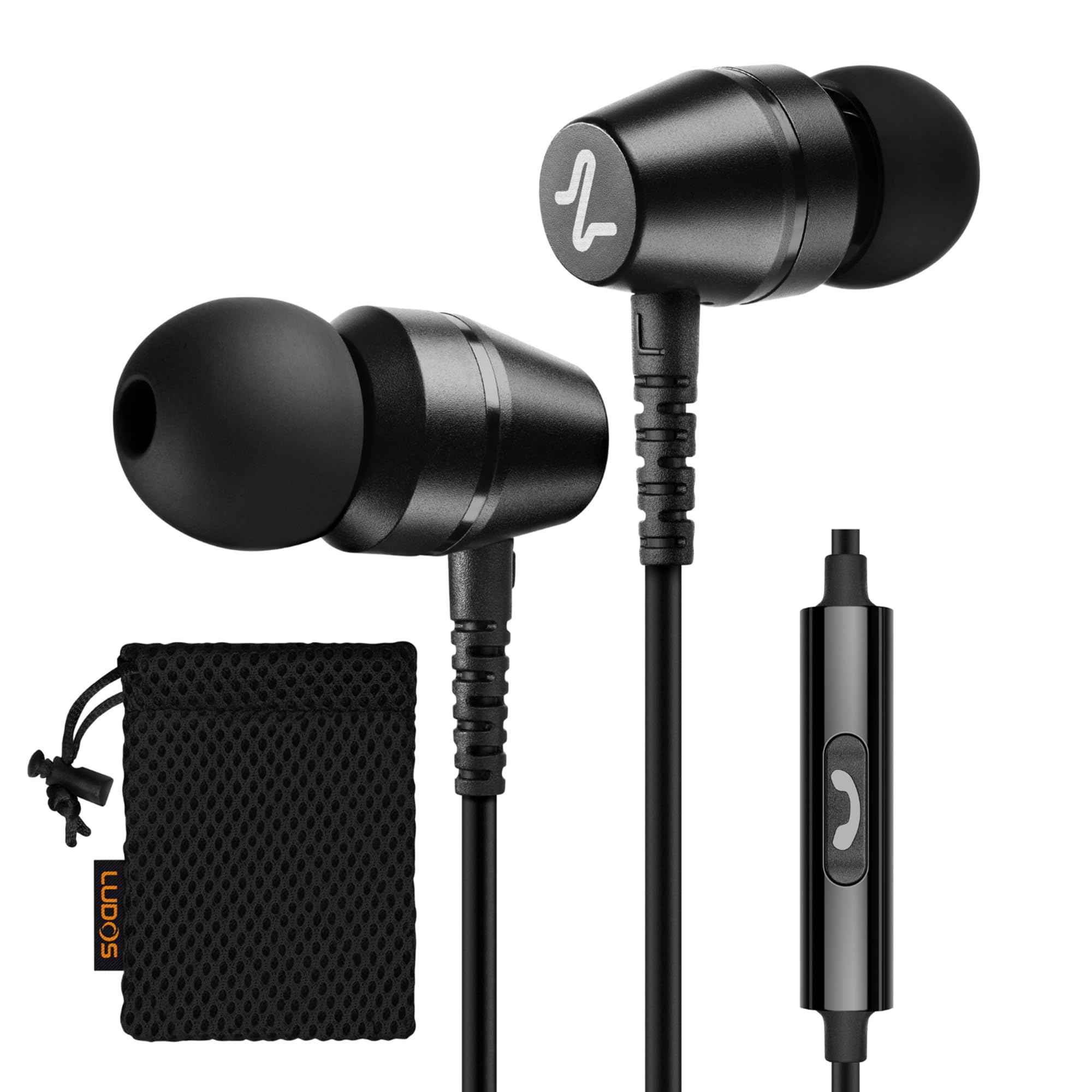 OMNITONE Wired Earbuds in-Ear Headphones, 5 Year Warranty, Earphones with Microphone, 3.5 mm Jack Corded Ear Buds, Videoconference for iPhone, Samsung, Computer, Laptop, Kids, School Students