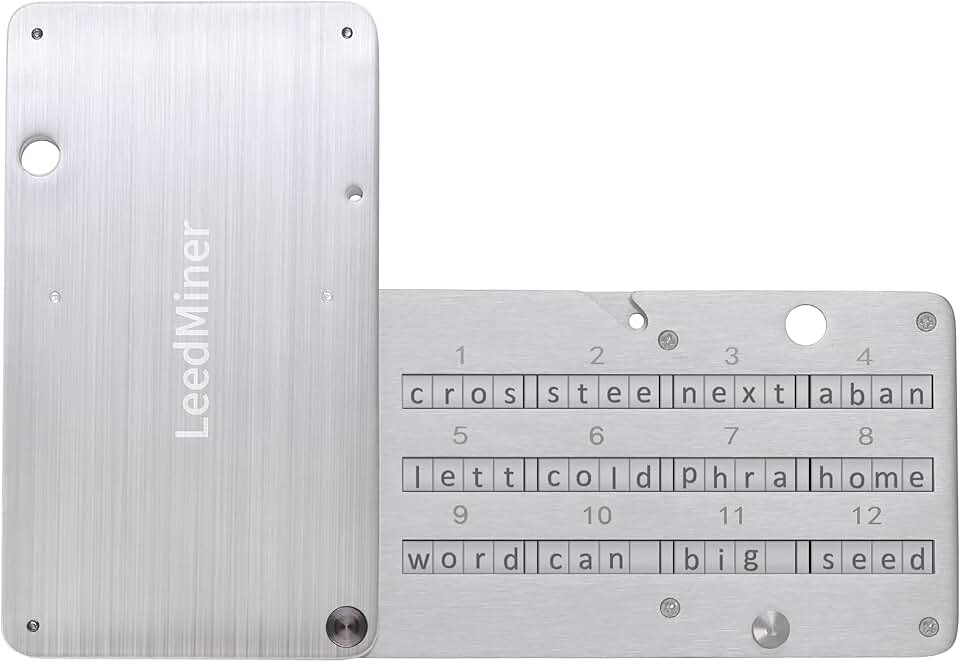SAMYERLEN Seed Phrase Storage,Crypto Seed Backup 4 Plates Letter 24 Words Bitcoin Crypto Seed Metal Plate, Compatible with BIP39 Hardware Wallets, Ledger, KeepKey, Trezor
