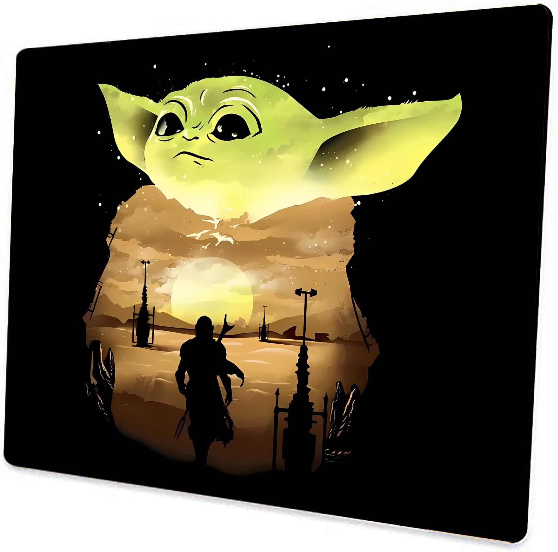 TNFMPMouse Pad Baby Yoda and Mandalorian Mouse pad Cute Mouse Pads Square Waterproof Computer Mouse Mat Non-Slip Rubber Base MousePads for Gaming Office Laptop PC Men Women，9.5x7.9X 0.12Inch
