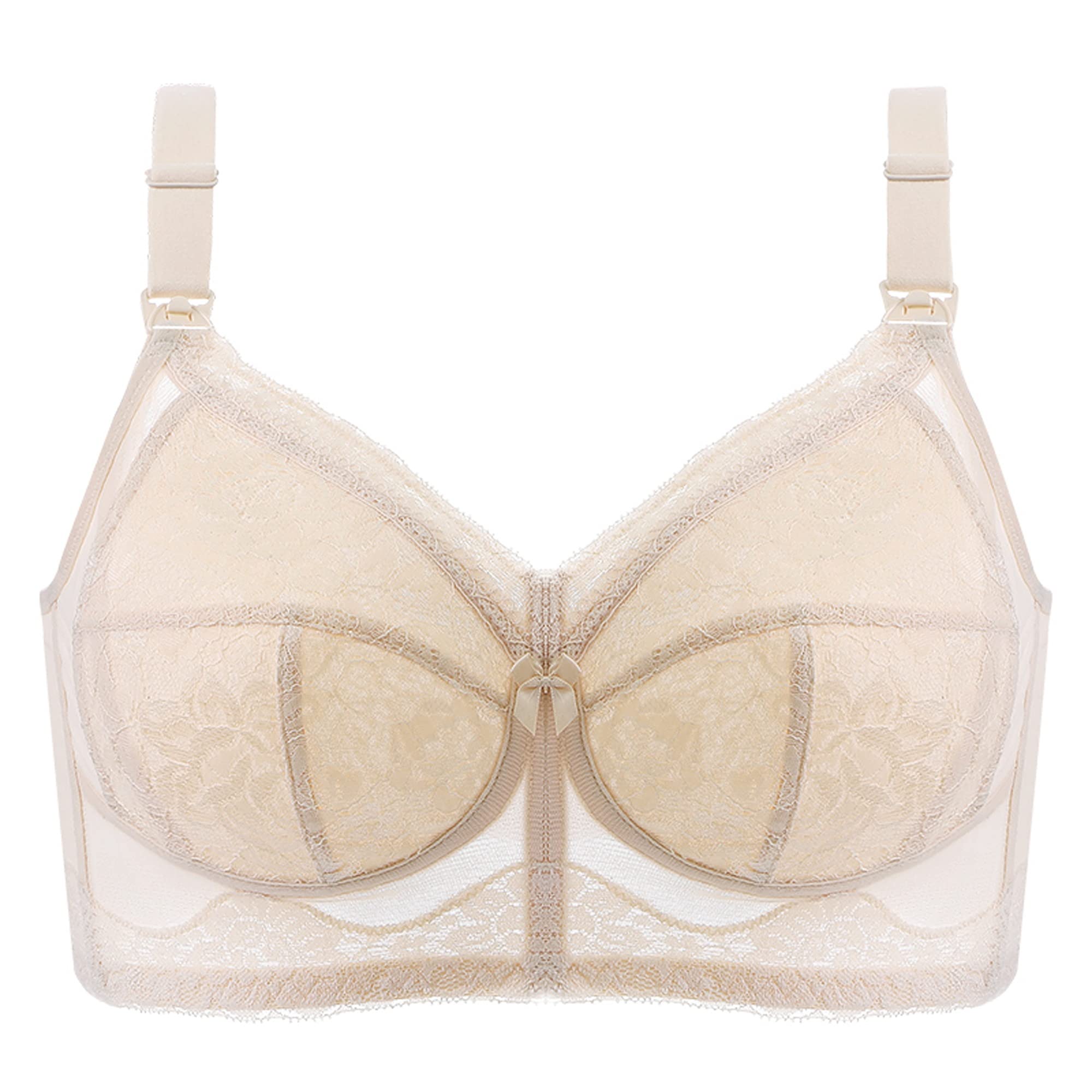 WENJUN Reggiseni Premaman da donna completamente imbottito senza fili, reggiseno per allattamento al seno, copertura completa in pizzo per tutti i giorni (colore: bianco, taglia: 100F)