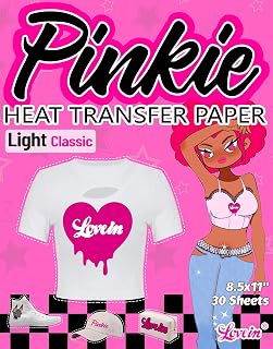 Lovein Pinkie Heat Transfer Paper for T Shirts (30 Sheets, 8.5x11") Iron On Transfers for Inkjet Printer rintable Heat Transfer Vinyl for White Fabrics (Light Classic)…