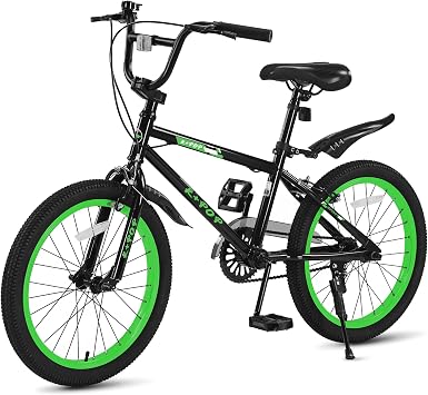 20 Inch Kids Bike BMX Style Boys Bike Ages 7-12, Lightweight Kids Bicycles with Adjustable Seat, Boys Bikes with Front and Rear Brakes, Carbon Steel Frame