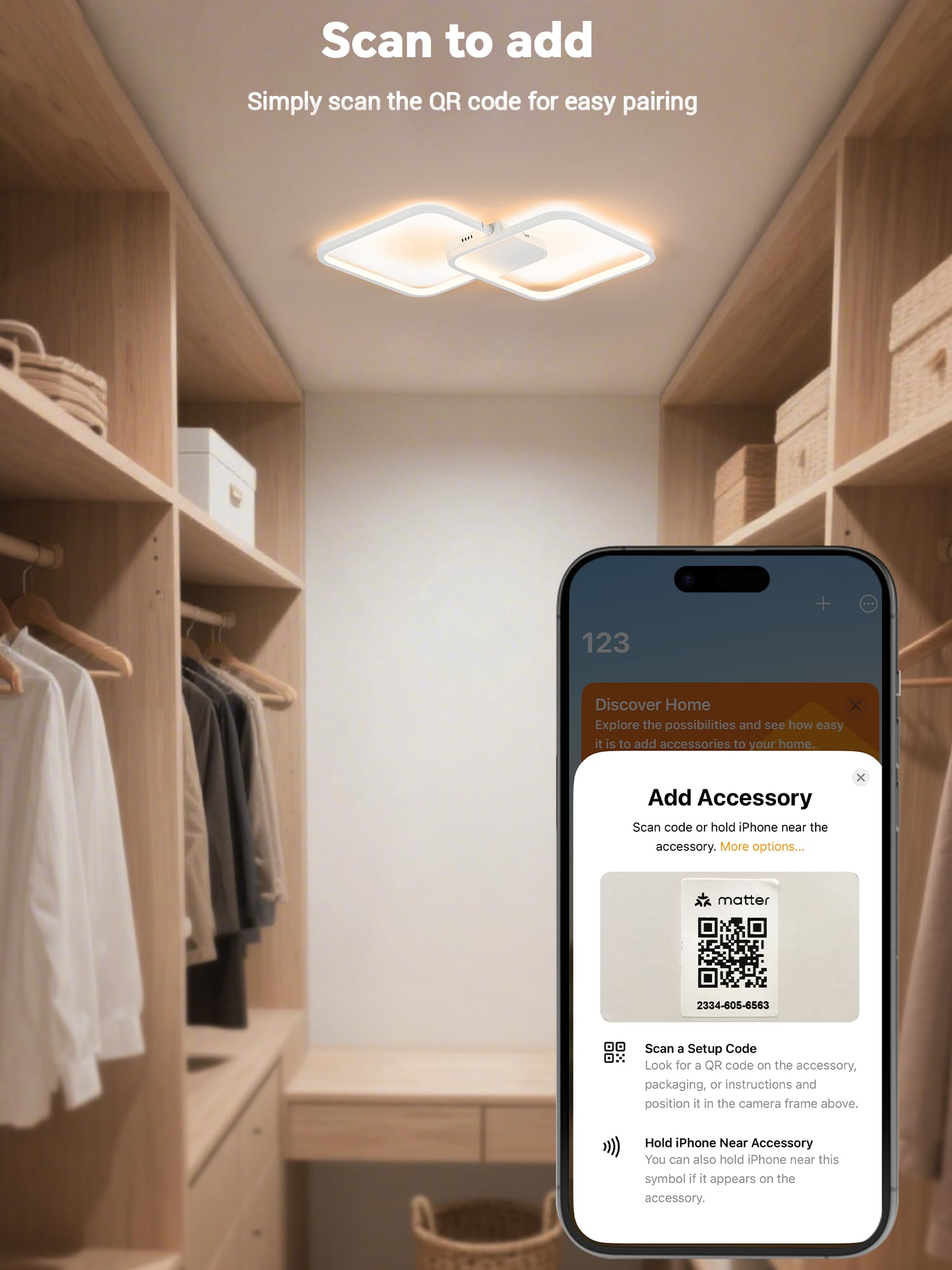 BAYHT Plafoniera LED Soffitto, 50W Lampada da Soffitto con Matter Compatibile con HomeKit, Alexa, Google e IFTTT, Moderna Plafoniera Intelligente per Soggiorno, Camera da Letto, Sala da Pranzo