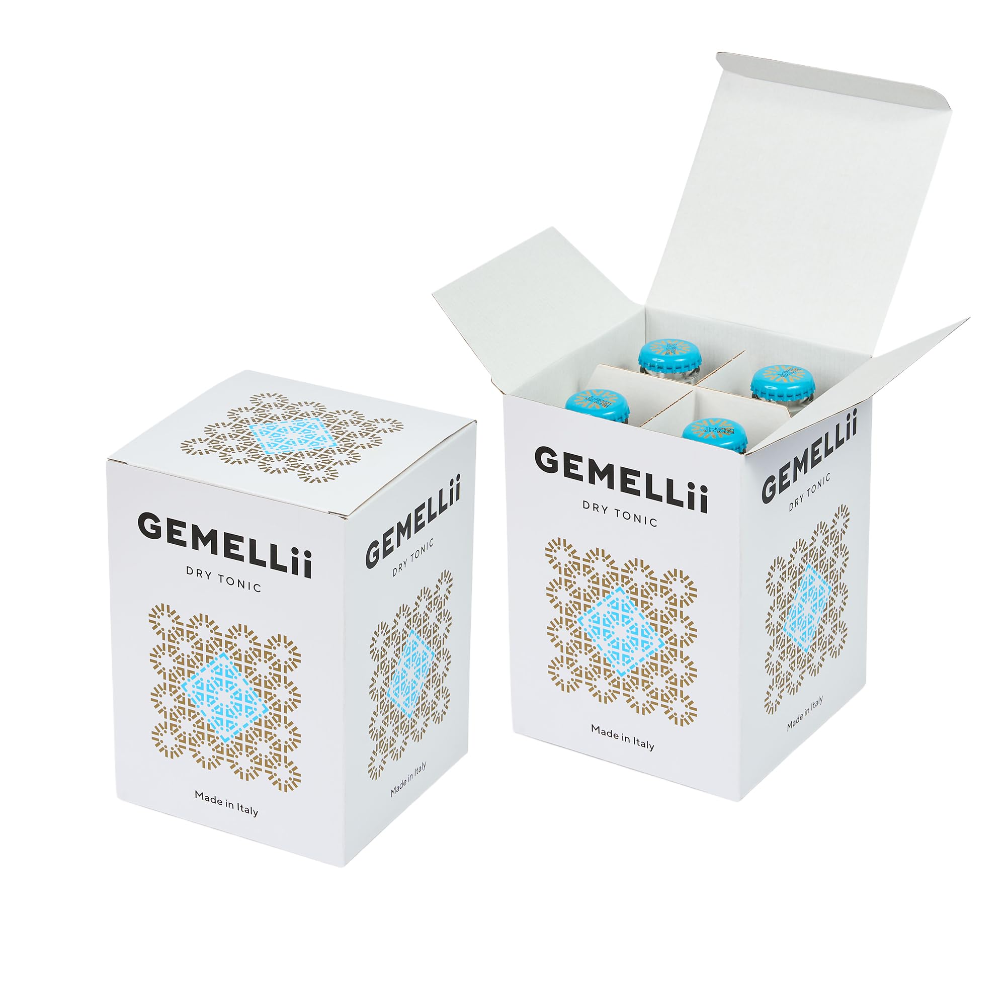 GEMELLii Dry Tonic Water, 4x 200ml Flasche, natürliche Inhaltsstoffe, mit Agavendicksaft gesüßt, Made in Italy