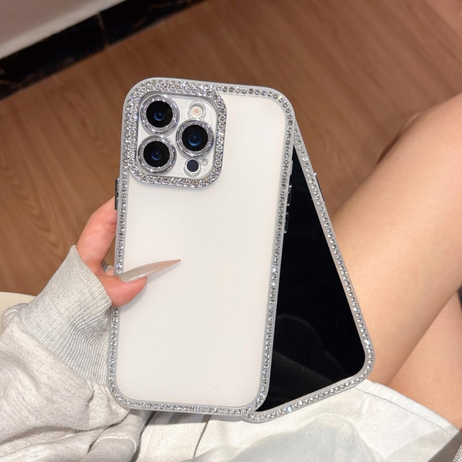 Coque iPhone 16 Plus diamant blanc pour briller en soirée avec strass - 8