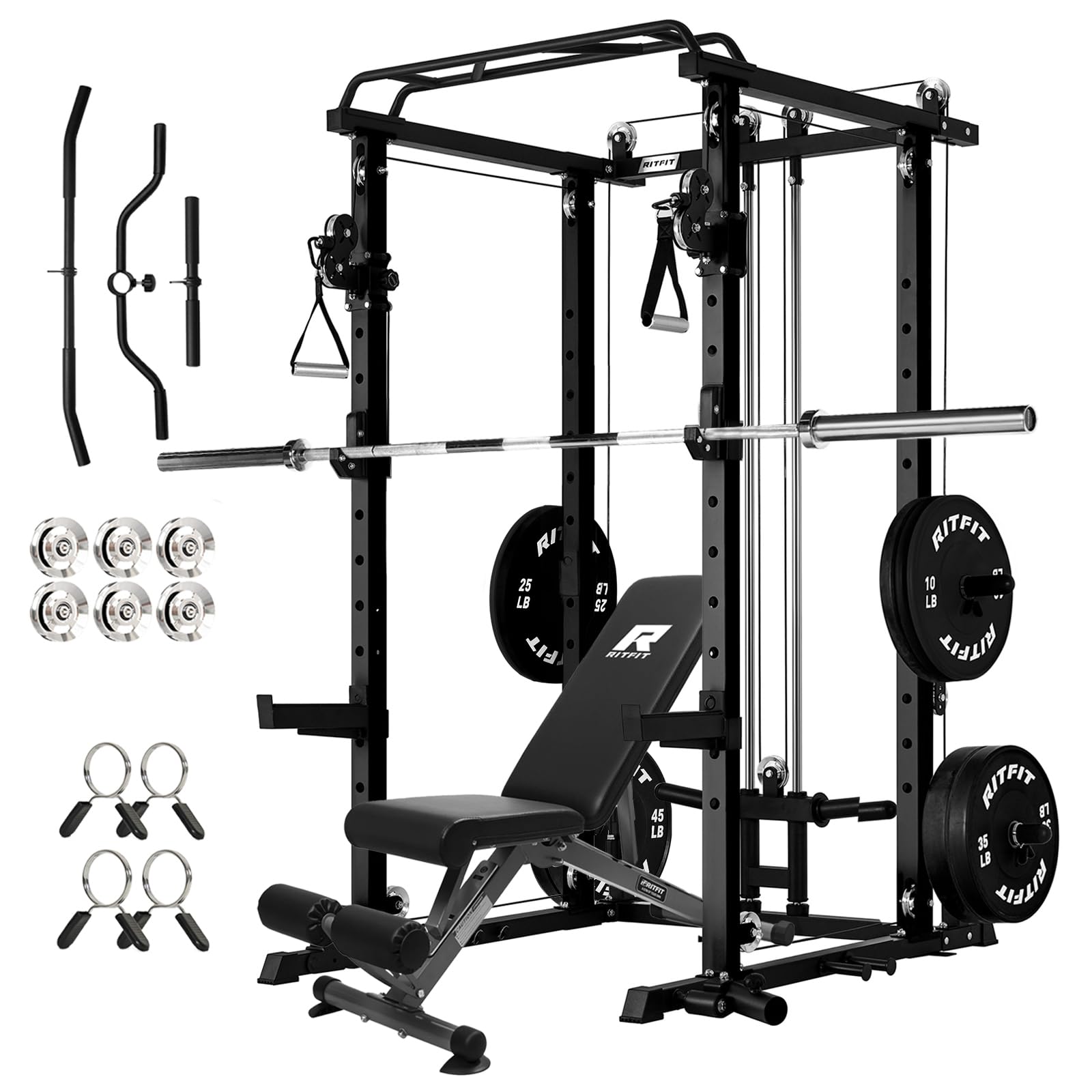 RitFit PPC-P3 Power Cage with Cable Crossover System, 1200LB Capacity