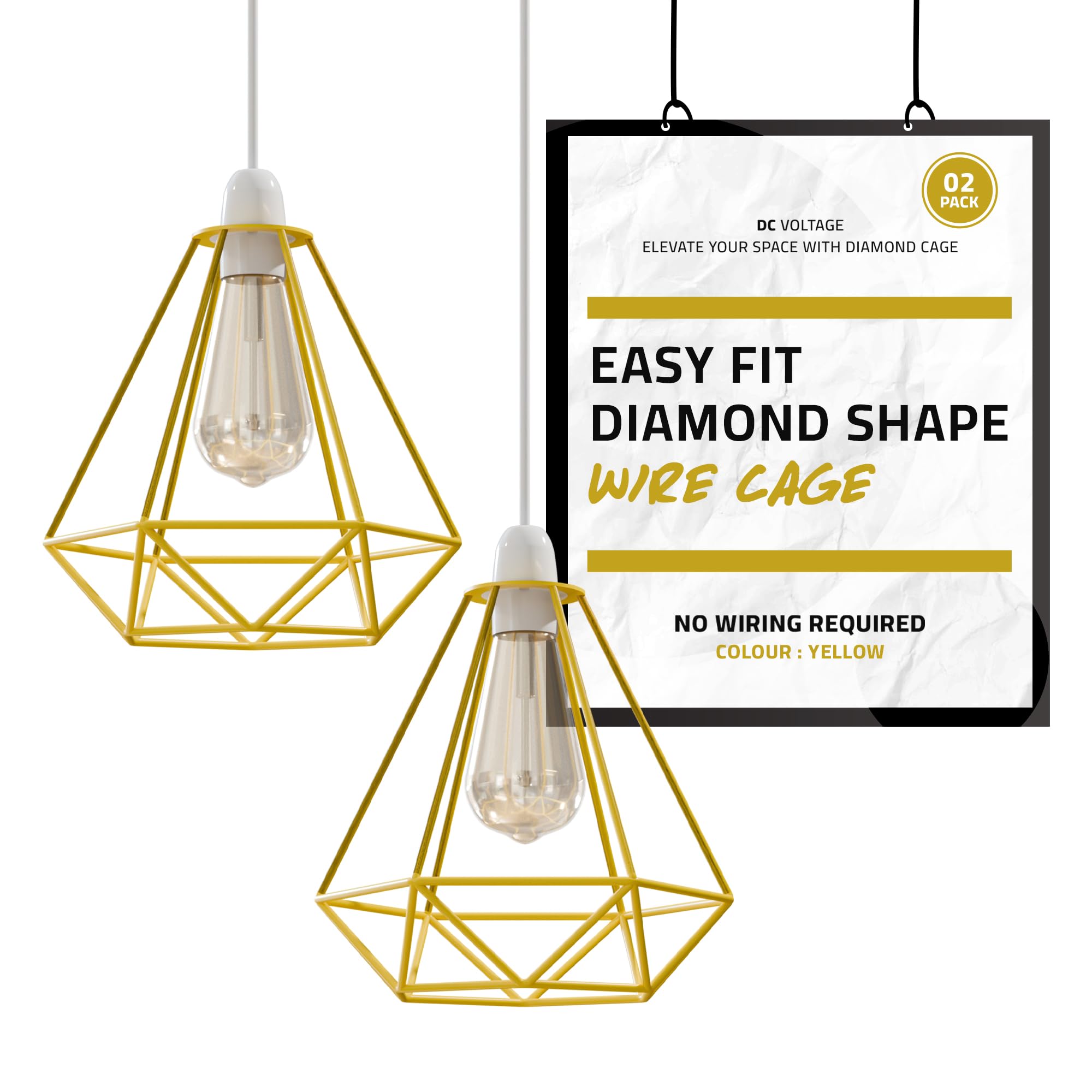 DC VOLTAGE 2 Pack Ceiling Light Wire Basket Metal Basket Pendant Lighting Ceiling Light Shade lamp Shades Ceiling for Indoor Pendant Lights Ceiling Fitting Light fixtures — image 1