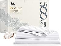 Vista 29 de Mayfair Linen - Juego de sábanas 100% algodón, tamaño Queen, 500 hilos, 4 piezas (azul claro), suave, refrescante, sábana de algodón satinado