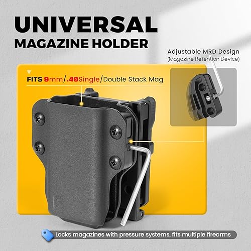 Miniatura 3 de Kydex - Bolsa para revista, Forcenter Mag Carrier OWB para guardar dispositivos de retención de 0.354 in.40 de una sola y doble pila