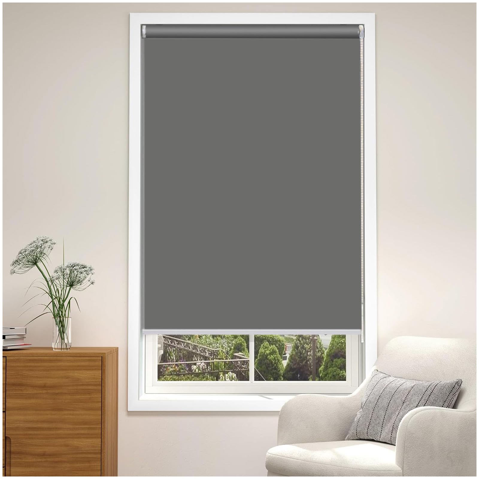 Thermal Blackout Roller Blinds, Sunshade Roll Up Blinds, Window Roller Shades, Sun Protection and Privacy Blinds, Blackout Curtains 40-150cm Wide,darkgrey-75x150cm/29.5 * 59in