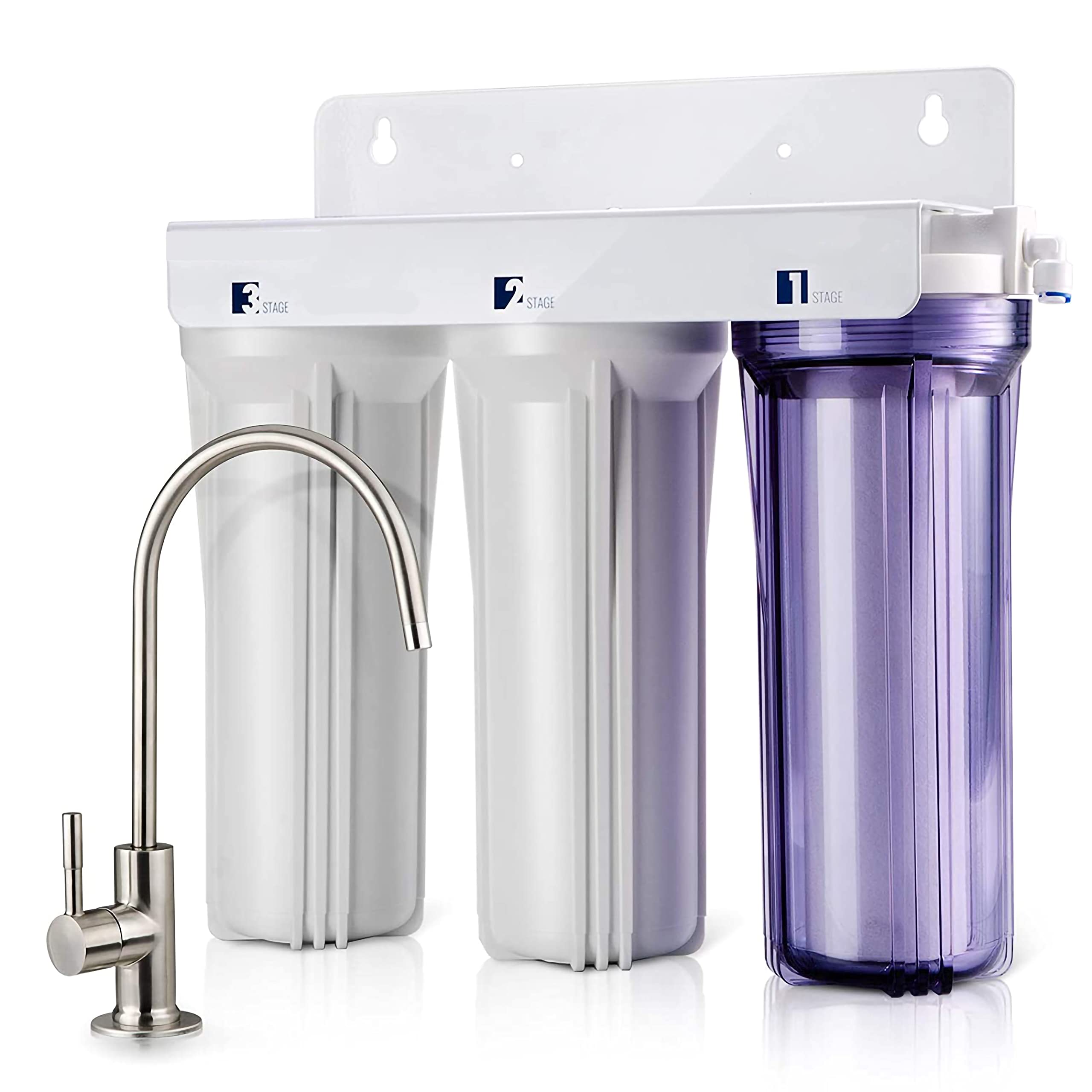 VOSTOK 3-Stage Under Sink Water Filtration System for Drinking, Tankless, High Capacity, With Sediment + GAC + CTO + Faucet & All Required Fitting Accessories. (This Filtetr Dose Not Lower TDS Value).