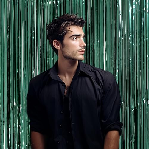 Miniatura 175 de Cortinas de fondo de flecos de papel de aluminio para fiestas, 3 piezas, 39.6 x 98.4 pulgadas, azul retro 48 Retro Azul,03 Rosa,04 Rosa