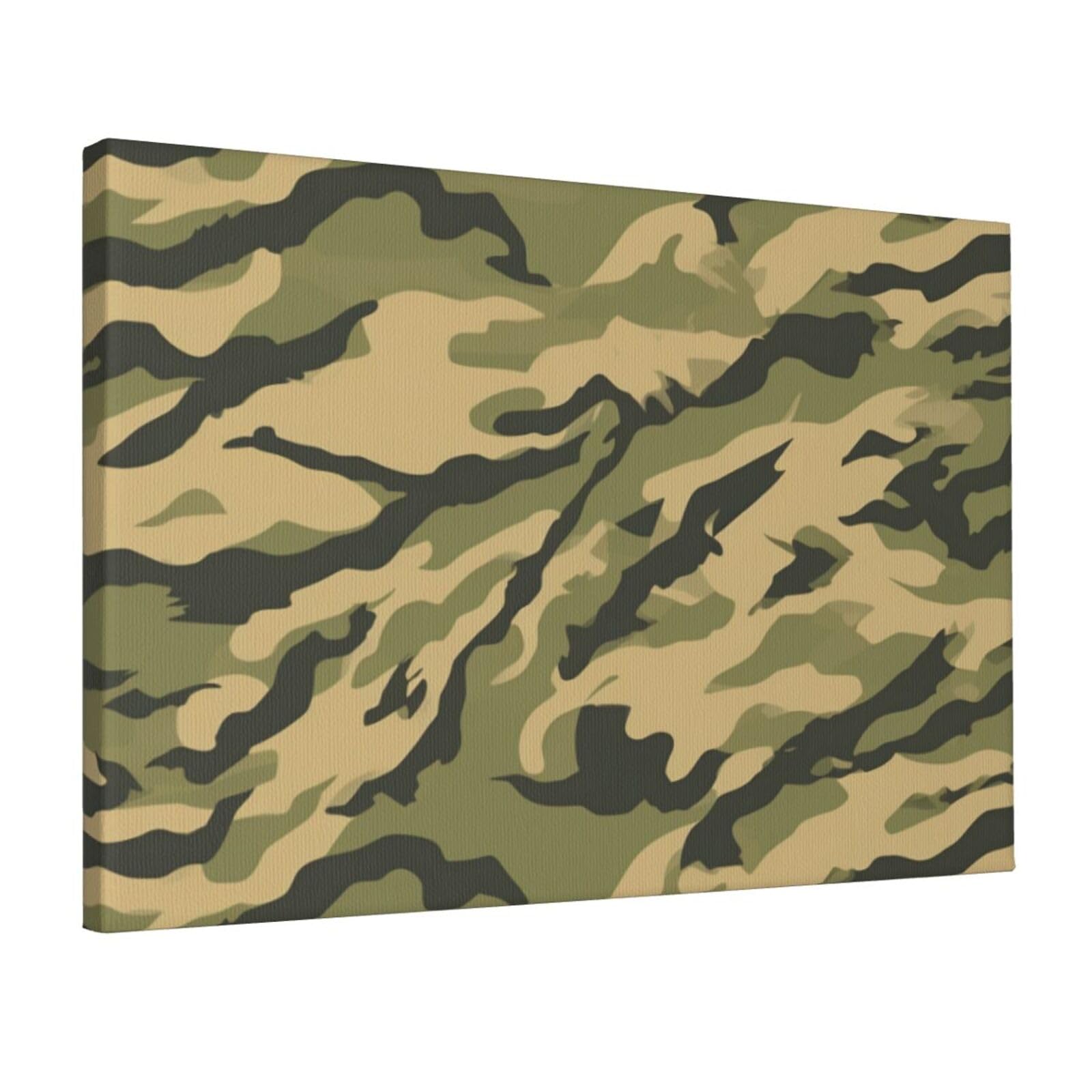 YKLJG Tiger Stripe Camouflage Printed Wall Art Canvas Prints 45x30 CM Wooden Framed Picture Painting Artwork for Bedroom Kitchen Home Office Decor