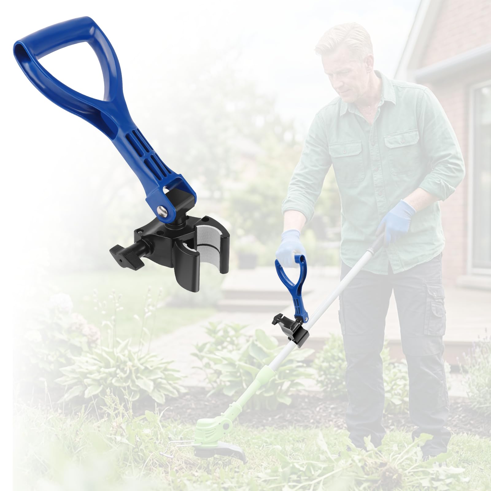 Upgraded Garden Shovel Handle, Adjustable Back Saver Attachment for Gardening Yard Tools, Ergonomic Weed Trimmer Handle Extension Universal Fit for Shovels, Rakes, Lawn Trimmers, Snow Shovels