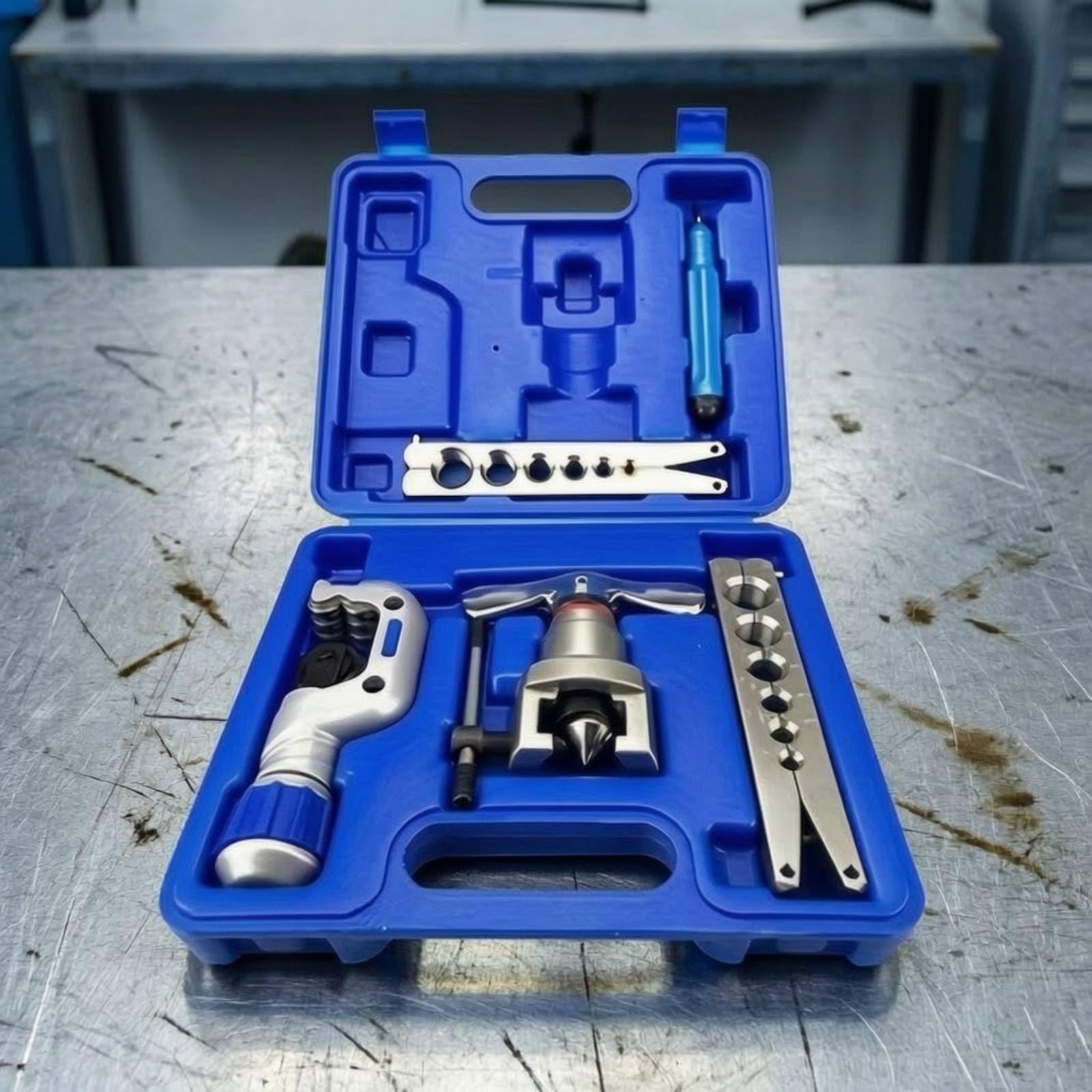 5 Pezzi Set Flangia con Valigetta Professionale Attrezzo Preciso Unsili per Insttori Climatizzazione