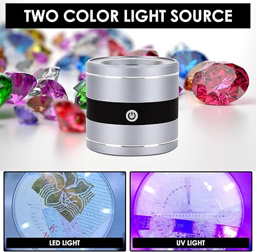 Miniatura 4 de Lupa iluminada con luz LED y UV, 10 aumentos, recargable, multifuncional, cristal, joyeros, monedas, sellos, gema reloj, reparación de teléfonos,