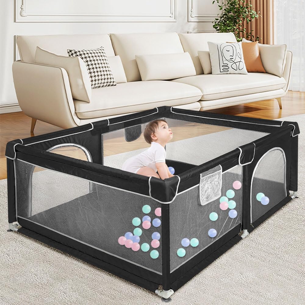 Box modulare 120 cm x 160 cm x 66 cm, pieghevole, tessuto Oxford con custodia, sicuro e comodo, attività genitore-figlio (grigio scuro)