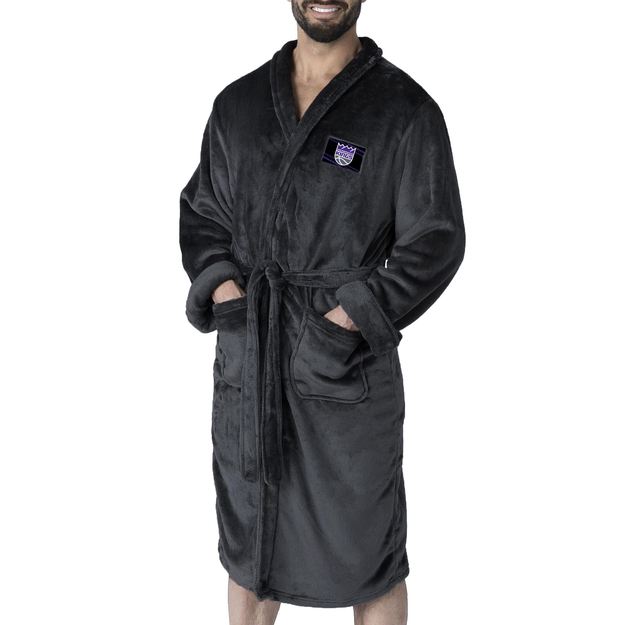 Northwest Bata de baño para hombre con parche de transferencia de tacto sedoso, color negro, talla XL, Fast Track Negro, XL