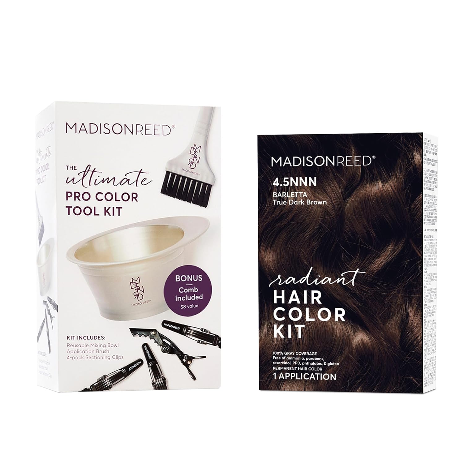 Madison Reed Radiant Hair Color Starter Bundle - Radiant Hair Color Kit in Barletta Brown - 4.5NNN and Hair Coloring Pro Tool Kit