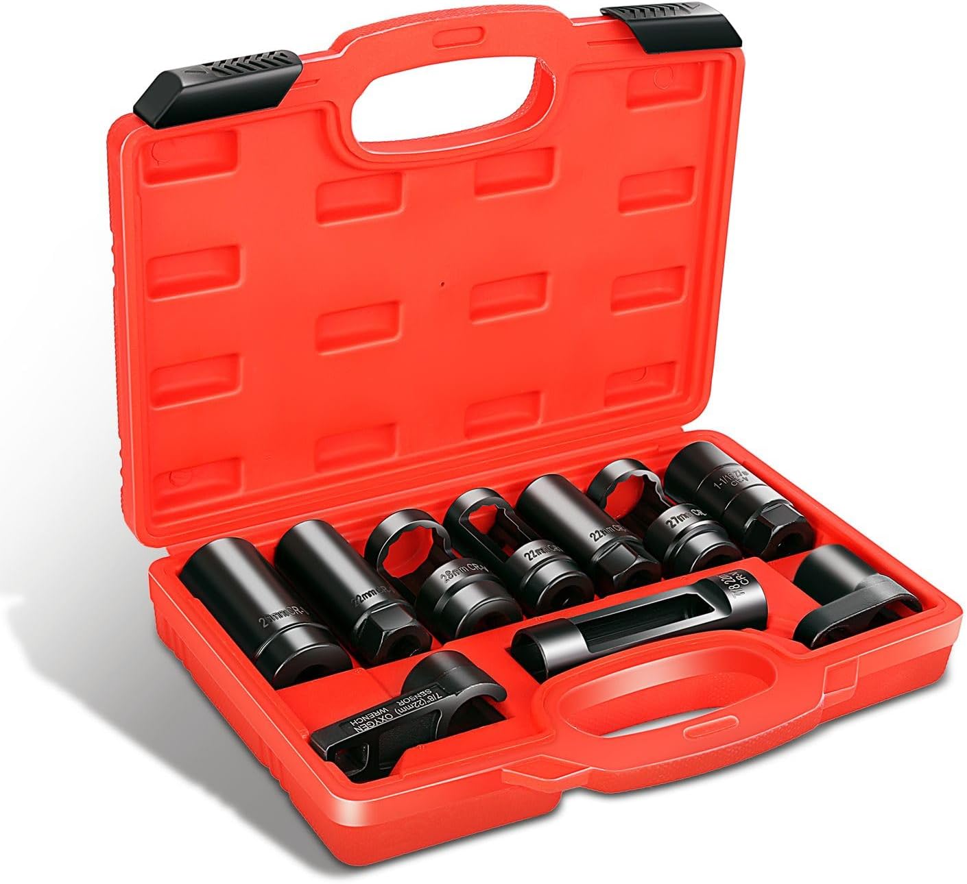 DNA MOTORING 10pcs Professional Oxygen Sensor Socket Removal Tool Set Oxygen Sensor Wrench Removal Tool Oil Pressure Sensor Socket Universal O2 Sensor Wrench Kit for Automotive Repair, TOOLS-00776