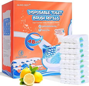 Toilet Cleaner Refill Pads 48ct Disposable Scrubber Refill Fresh Bowl Pads for Bathroom, Lemon Scent