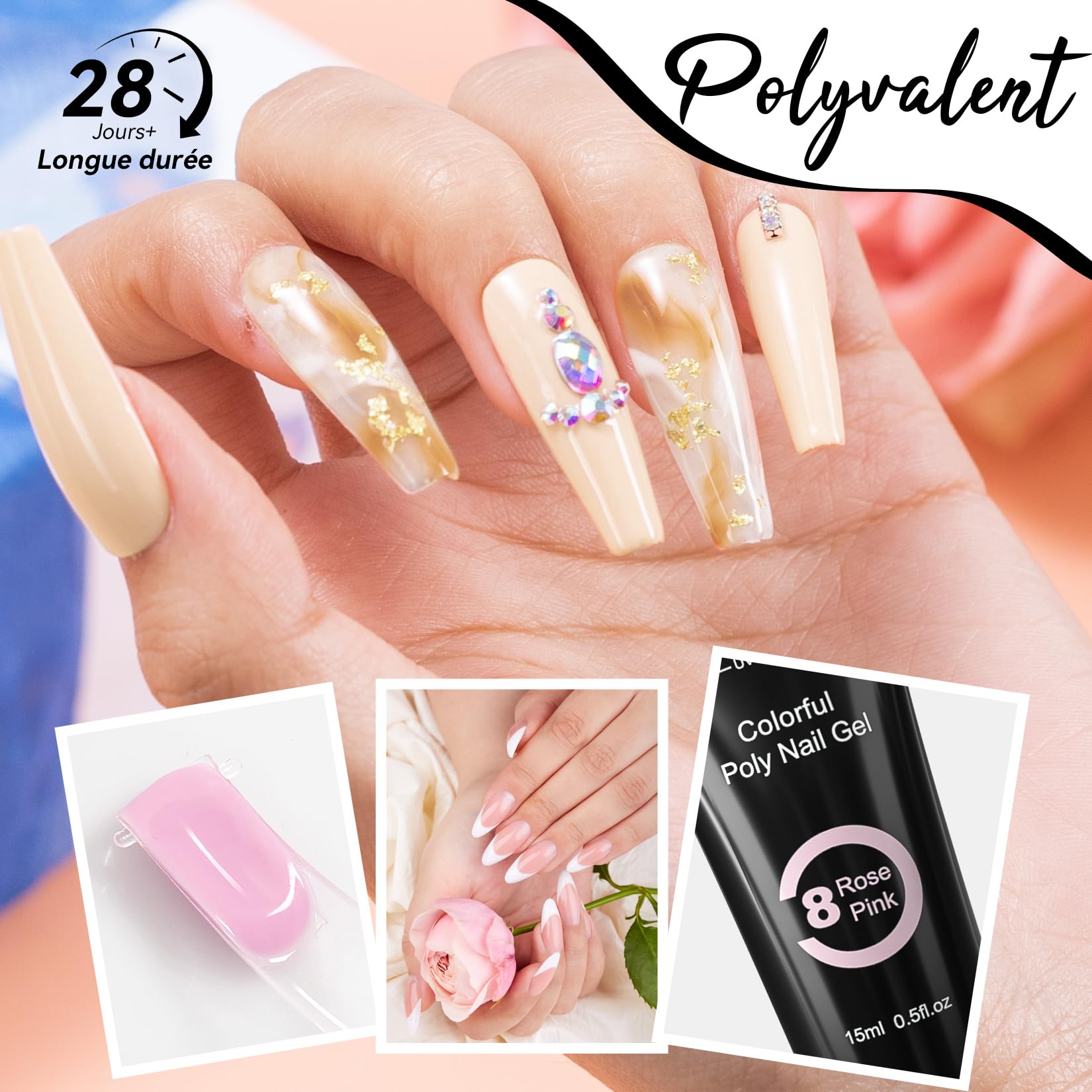 Phoenixy 28 PCS Kit Vernis Semi Permanent avec Lampe à Ongles 20 Couleurs Vernis à Ongles + 3 Couleurs de Poly Extension Gel Kit Ongle Gel UV Complet Pour Débutant
