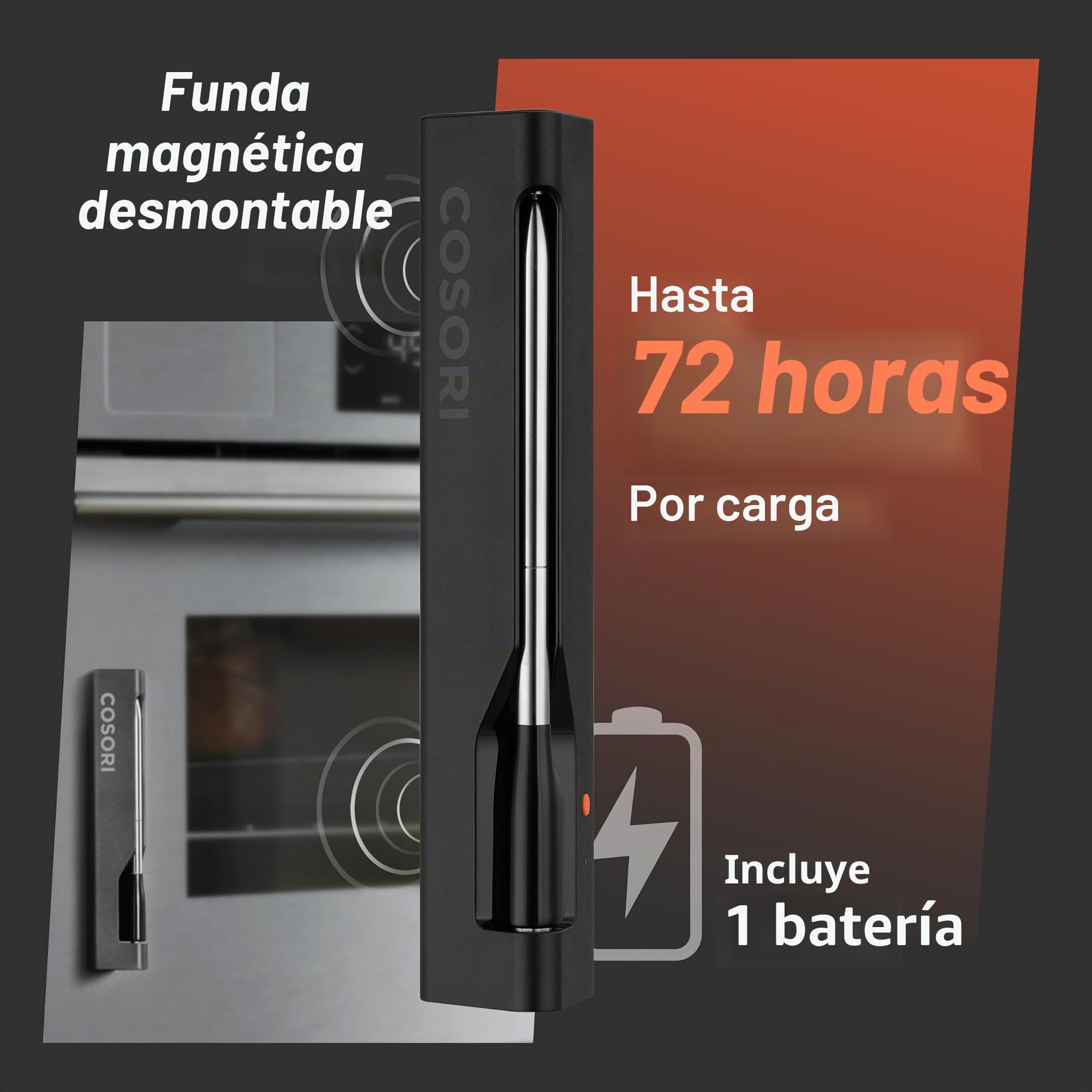 COSORI Termómetro de carne inteligente, de parrilla inalámbrico con un alcance de 50 metros