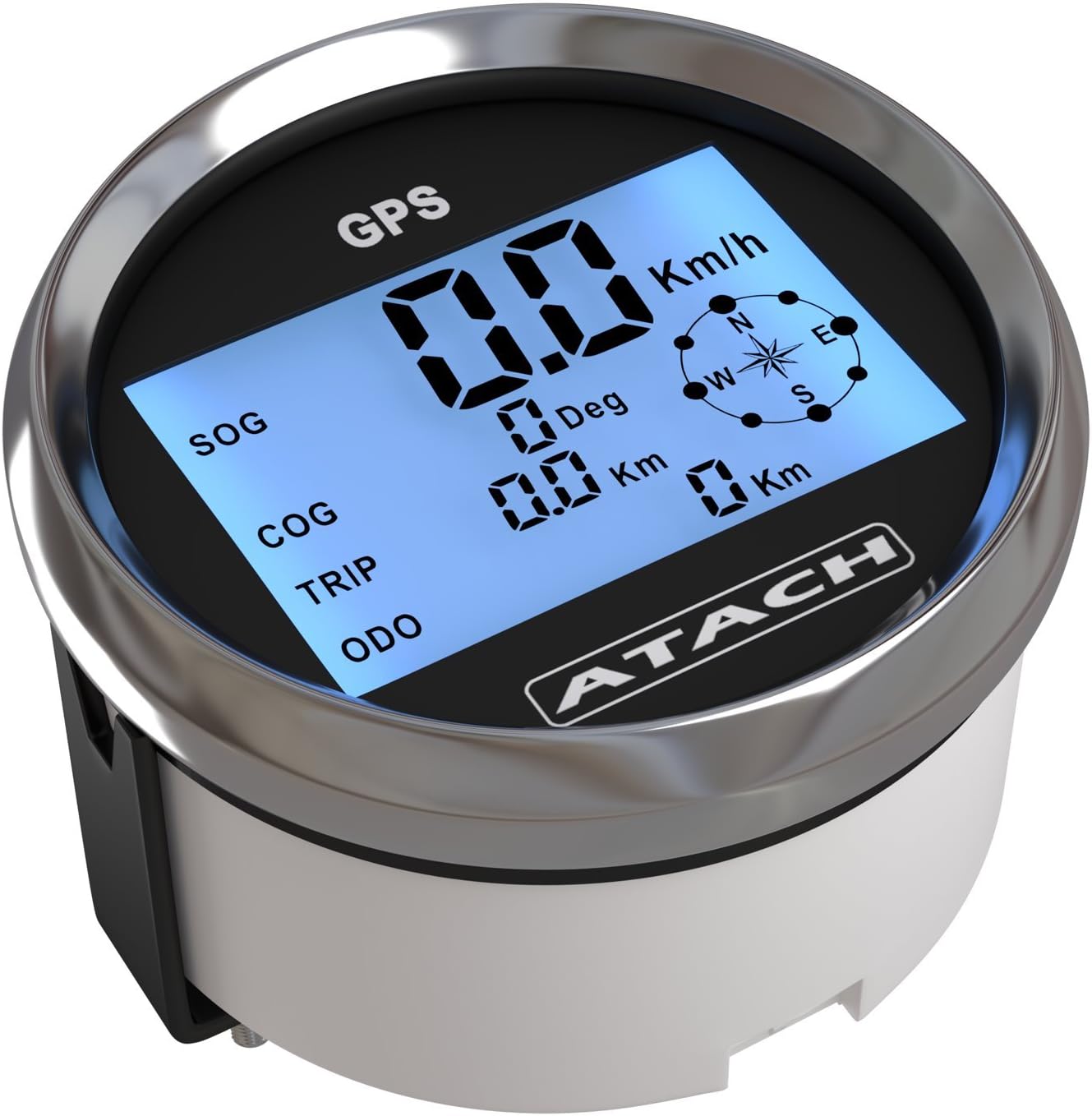 3-3/8'' ATACH DIGITAL GPS speedometer with high speed recall (BLACK / STAINLESS BEZEL)