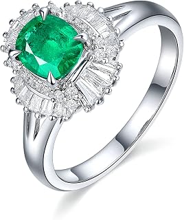 Mujer Hombre Unisex 18K oro blanco redonda verde Emerald