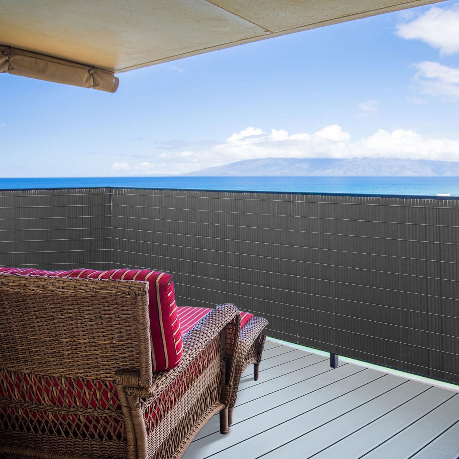UrFence 100x600 Valla de Ocultación Jardin - Cañizo PVC Antracita - Cañas Ocultación Balcon - Cañizo Terraza - Malla de Ocultación - Cañizo artificial Exterior - Malla Plastico Privacidad para Balcon