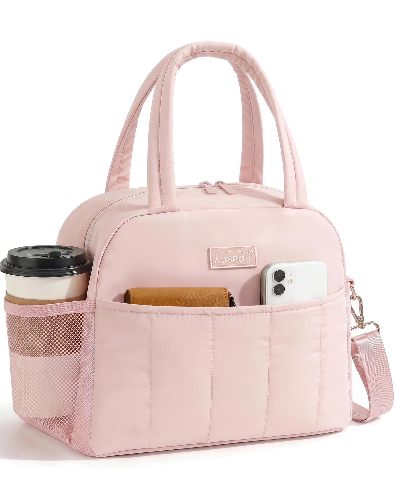 Aosbos Lunch Bags for Women, 9L Puffer Insulated Lunch Box Cooler Tote