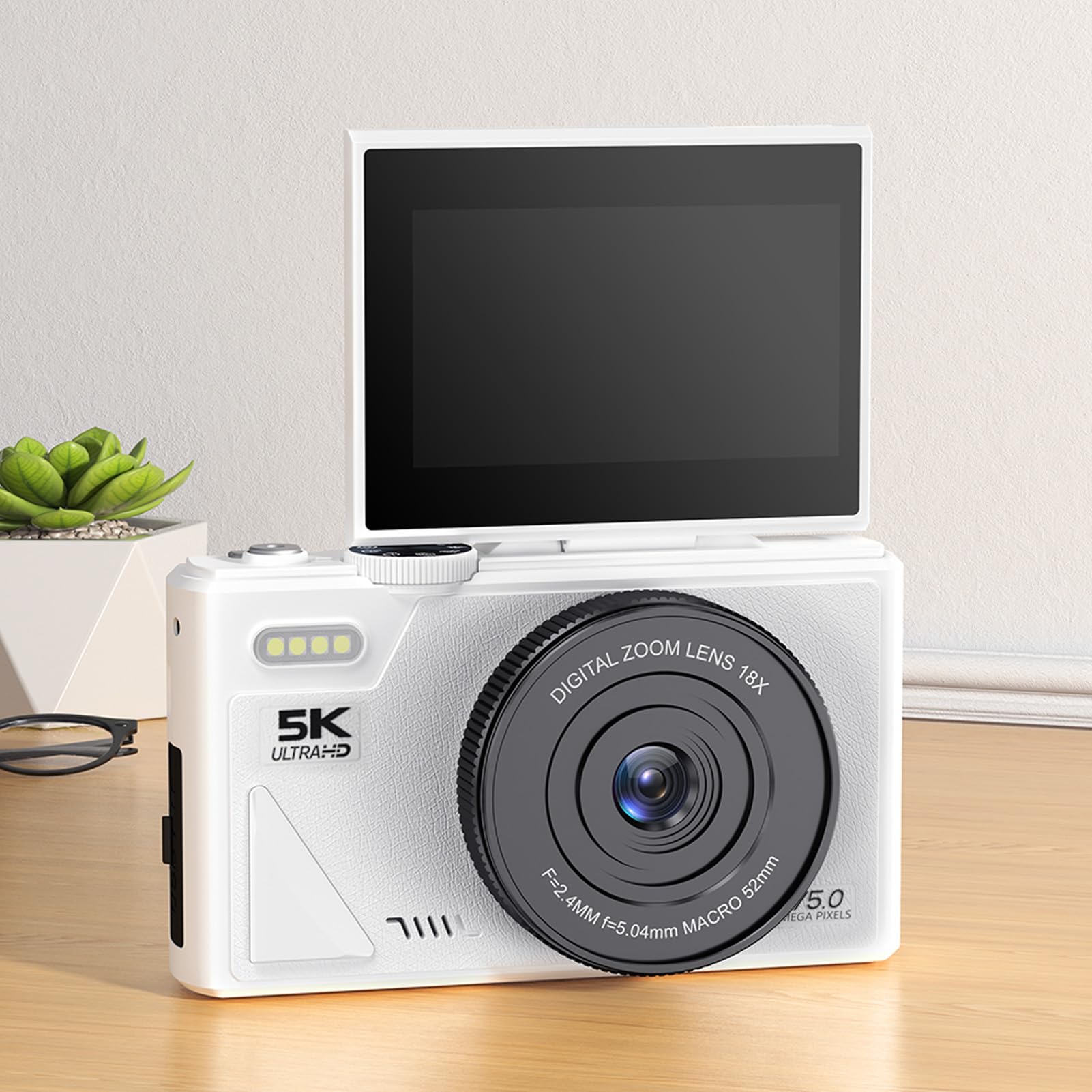 5K UHD デジタルカメラ 75MP 18倍ズーム 録画 コンパクトカメラ Amazon | 写真とビデオ用の5Kデジタルカメラ,3 フリップ