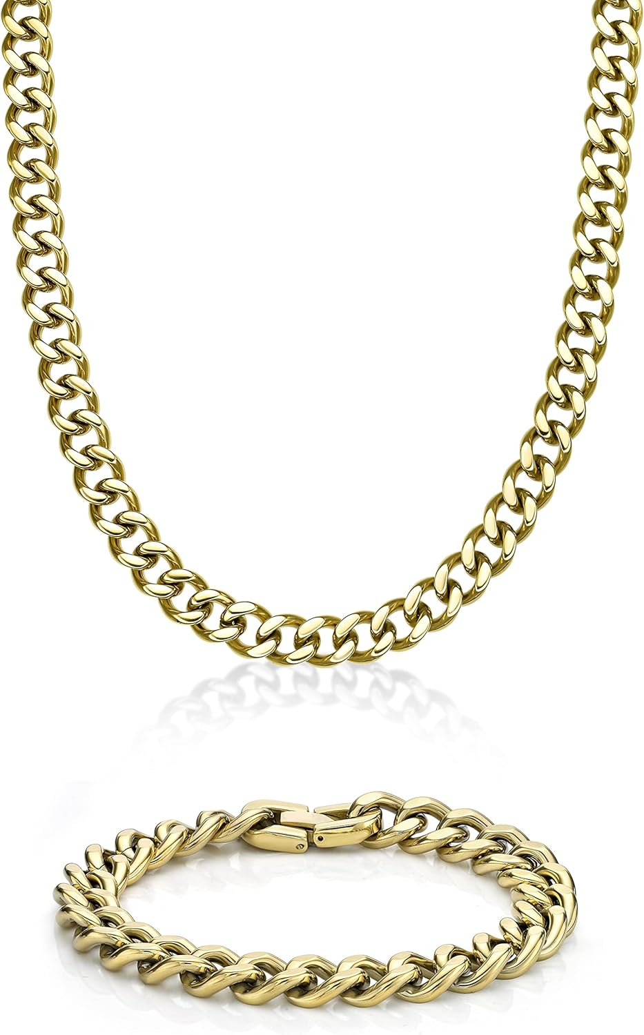 Stephanie Imports Stainless Steel Curb Chain 22" Necklace and 9" Bracelet Box Set