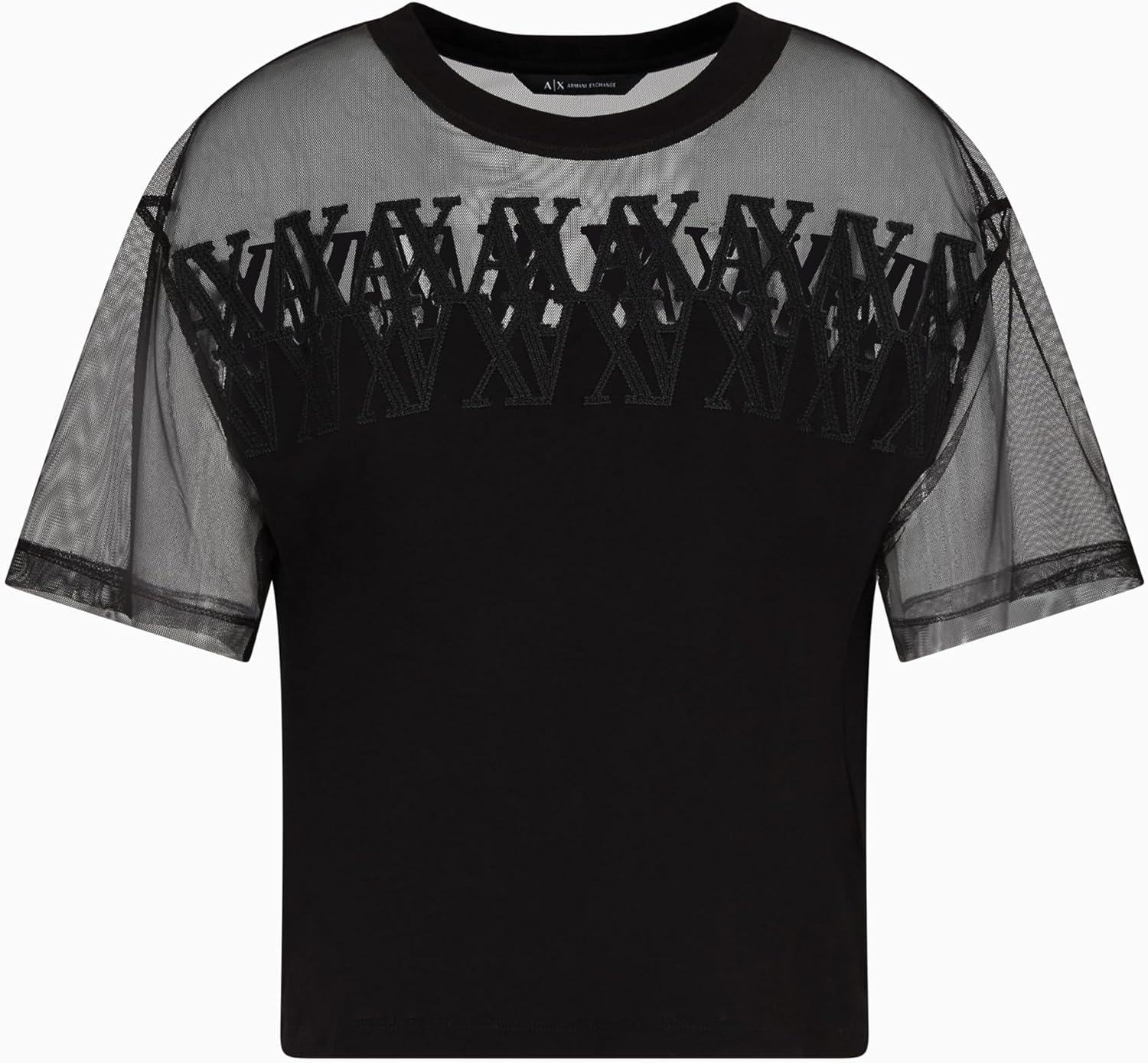 Armani Exchange Women's Cropped Mesh Logo Tee - Image 5