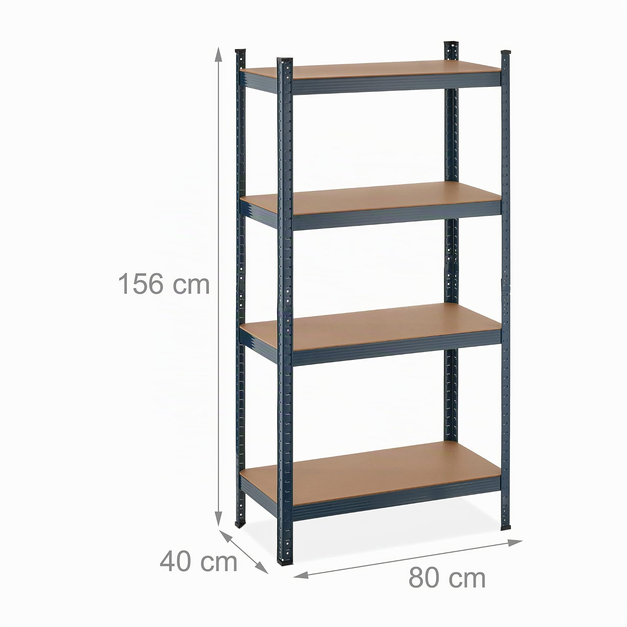 Relaxdays Étagère à Charge Lourde, 4 Niveaux, HLP 156x80x40 cm, supporte Jusqu’à 280 kg, Cave, Garage, métal, Anthracite