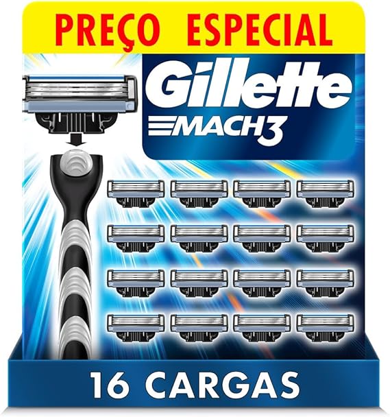 Gillette Mach3 - Refil Para Barbear, 16 Unidades Menor preço em Gillette Mach3 - Refil Para Barbear, 16 Unidades