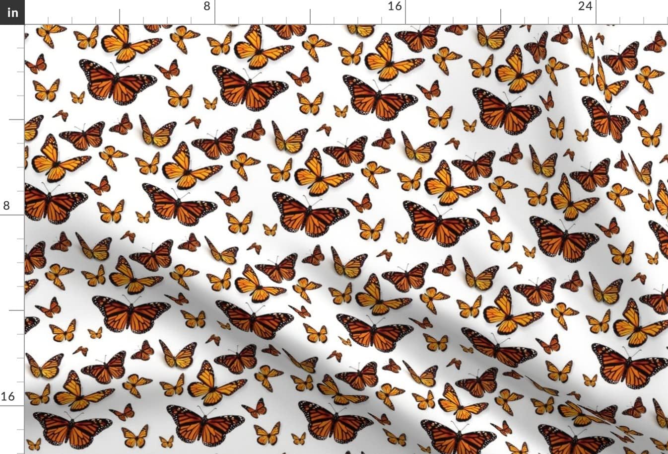 Spoonflower Fabric - Monarch Butterflies Butterfly Orange Nature Bug Insect Printed on Satin Fabric by The Yard - Sewing Lining Apparel Fashion Blankets Decor