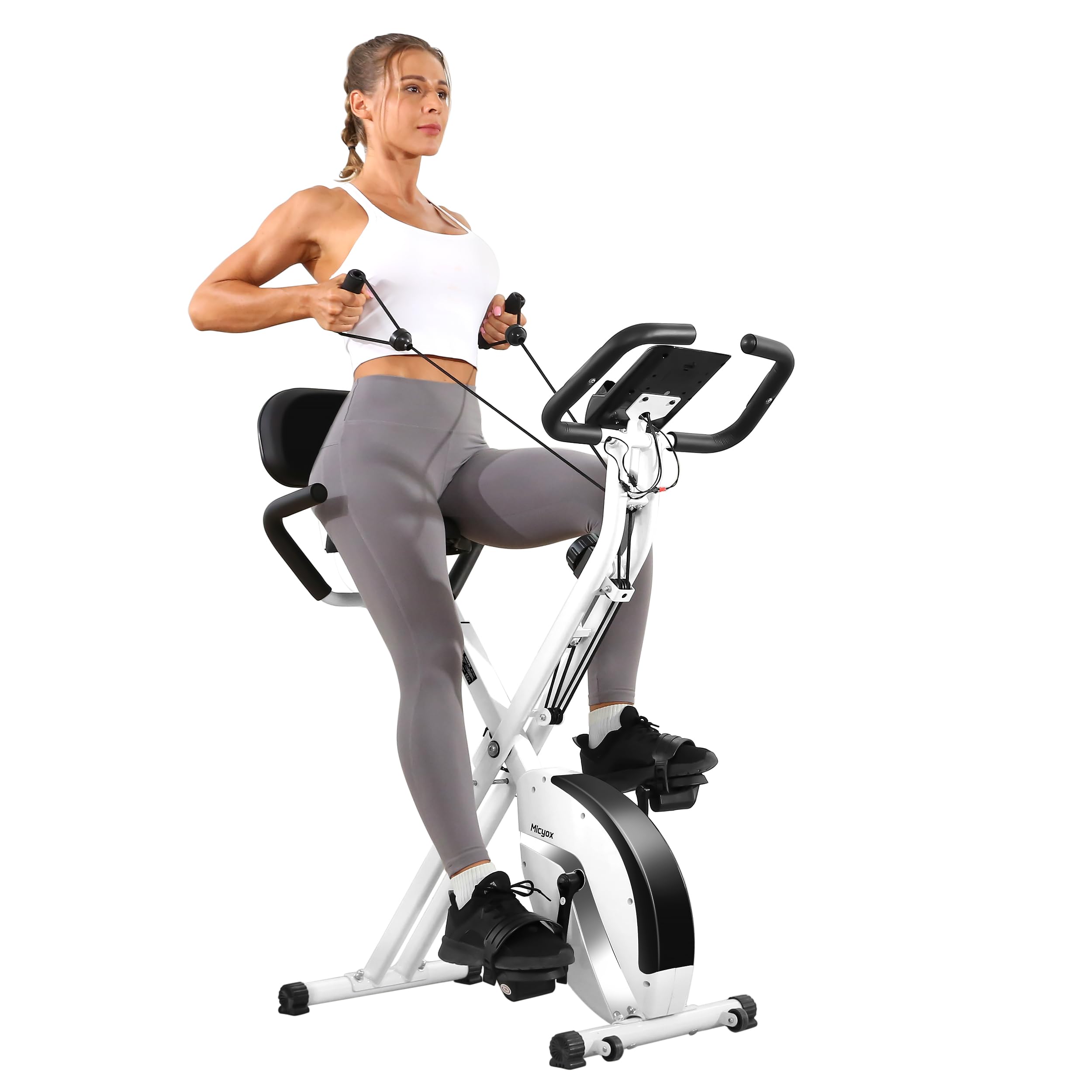 Micyox MX-600 Cyclette Magnetica con Schienale Bicicletta da Ciclismo da Interno Pieghevole con Display LCD e Sensore di Frequenza Cardiaca