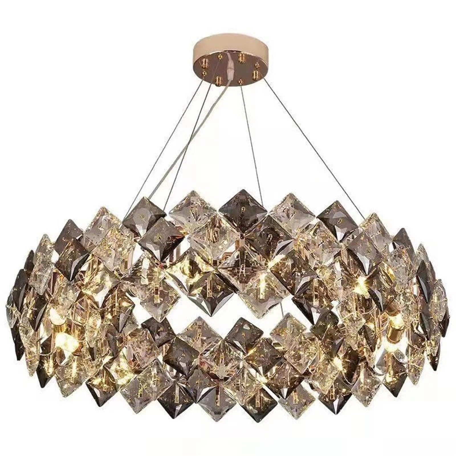 KHUKHU Modern Crystal Chandelier for Dining Room, Gold Farmhouse Crystal Pendant Light, Vintage Ceiling Light Fixture for Kitchen Island, Living Room, Bedroom, Hallway, Foyer